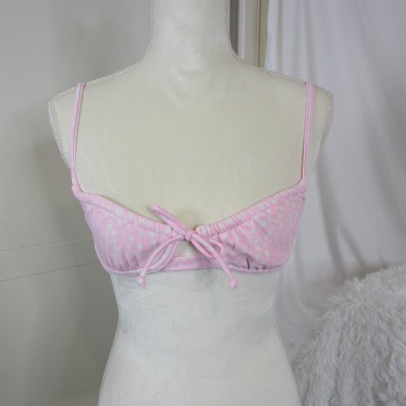 Xhilaration Bikini Pink and White Polka Dot Bikini Top Size Small - Picture 1 of 6